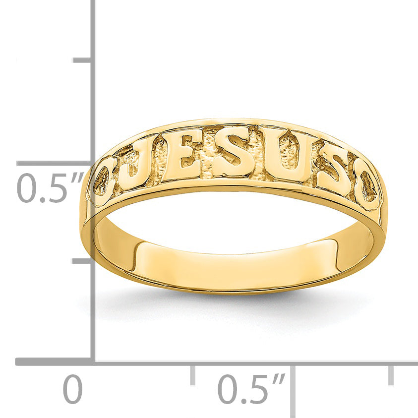 14K Gold Polished Jesus WithHearts Ring