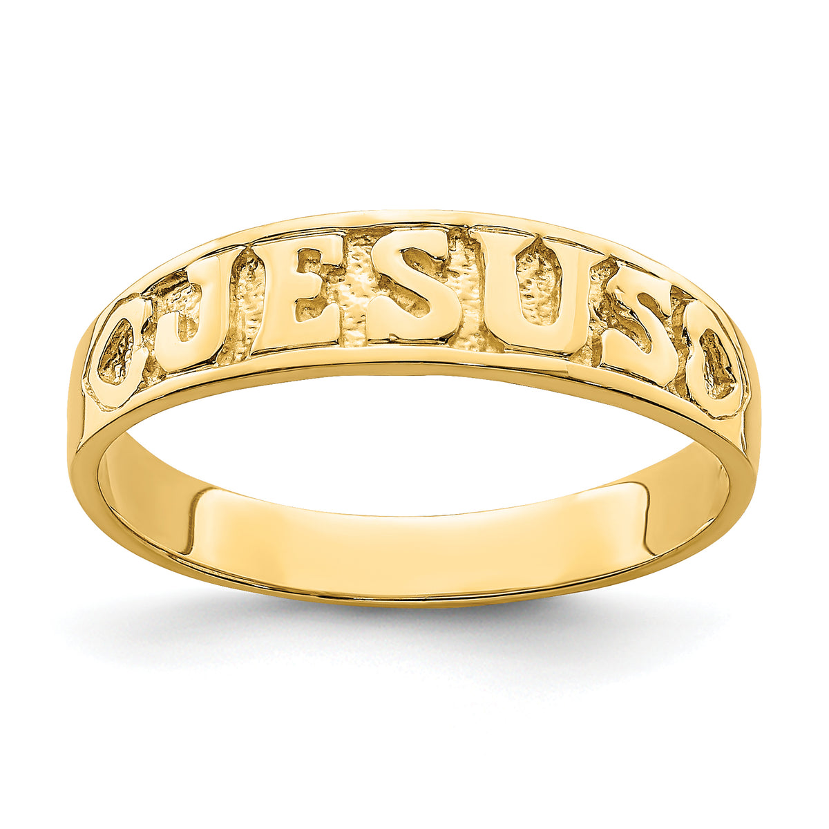 14K Gold Polished Jesus WithHearts Ring