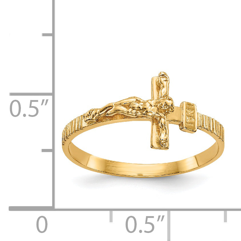 14K Gold Polished Jesus Band Ring