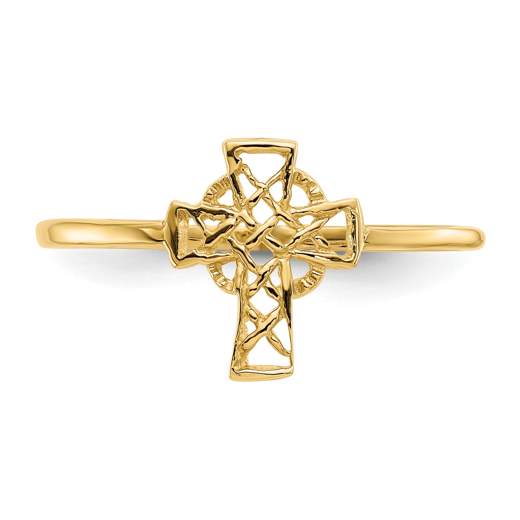 14k Polished Celtic Cross Ring