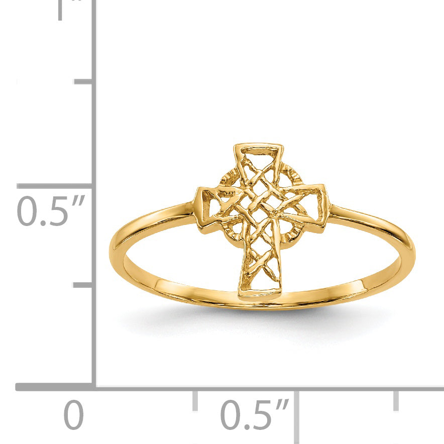 14k Polished Celtic Cross Ring