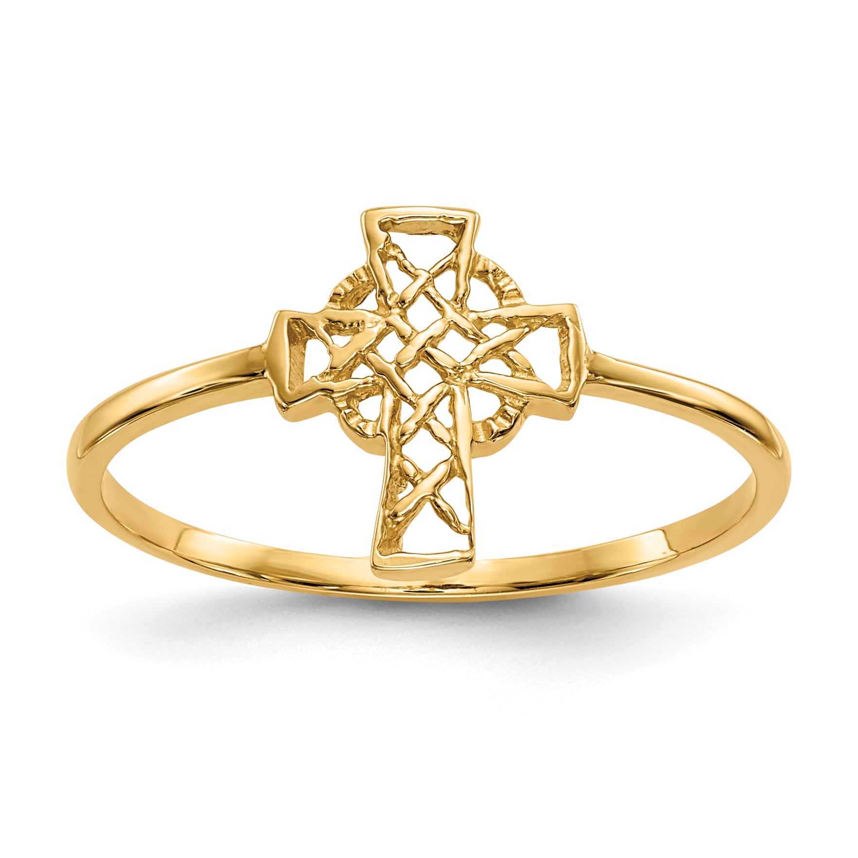 14k Polished Celtic Cross Ring