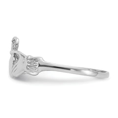 14k White Gold Polished Claddagh Ring