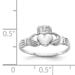 14k White Gold Polished Claddagh Ring