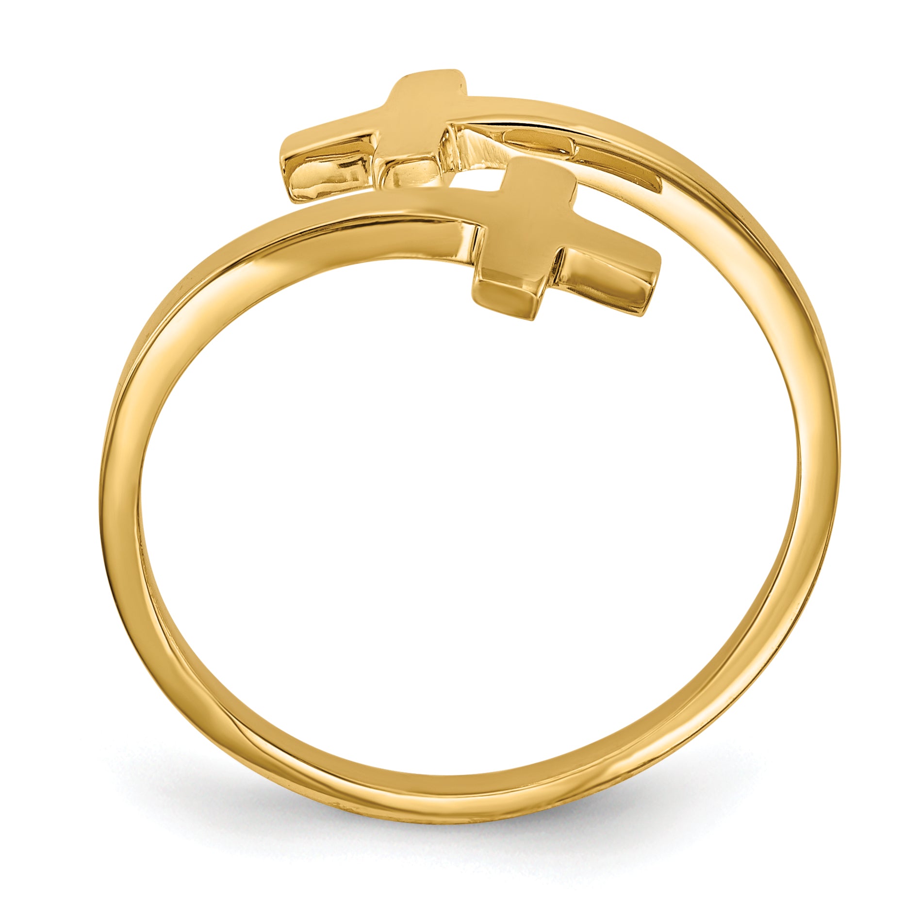 14k Polished Double Cross Ring