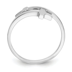 14k White Gold Polished Double Cross Ring