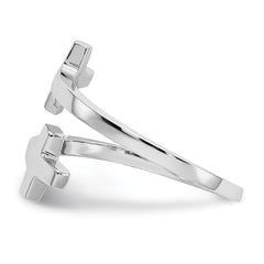 14k White Gold Polished Double Cross Ring