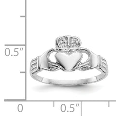 14k White Gold Polished Claddagh Ring