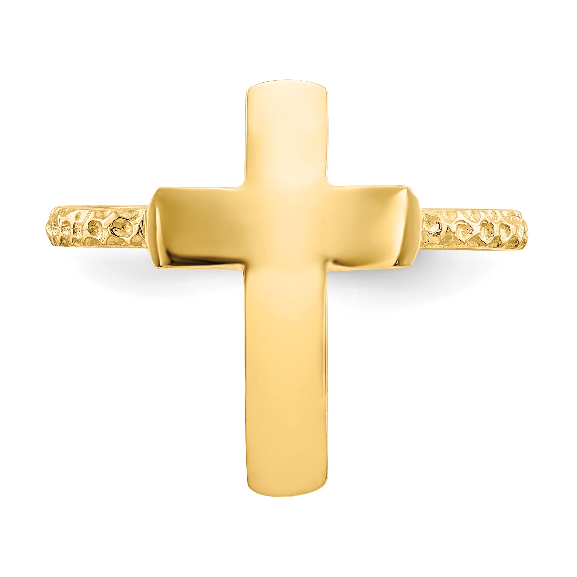 14k Polished Textured Cross Ring