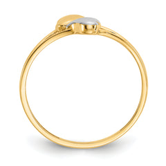 14k with Rhodium Double Heart Ring