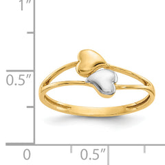 14k with Rhodium Double Heart Ring