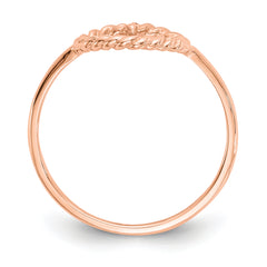 14k Rose Gold Polished & Textured Heart Ring