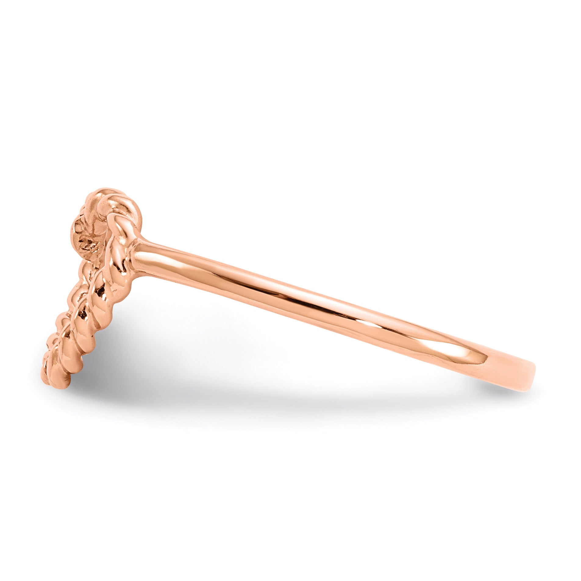 14k Rose Gold Polished & Textured Heart Ring