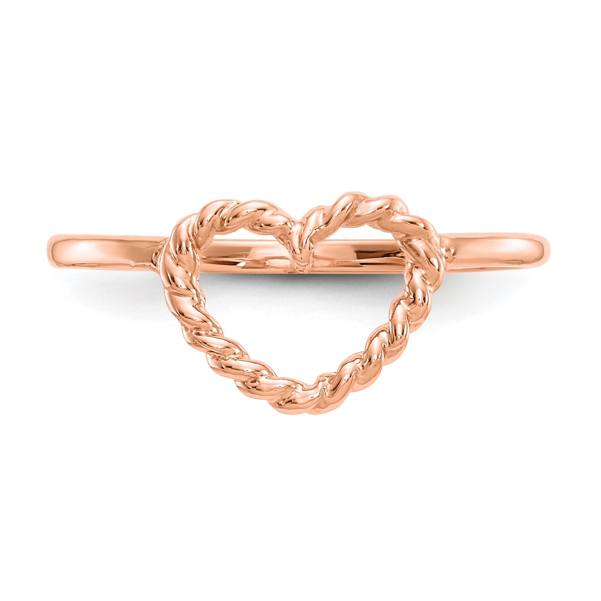 14k Rose Gold Polished & Textured Heart Ring