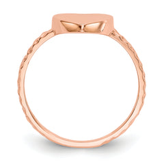 14k Rose Gold Polished Textured Heart Ring