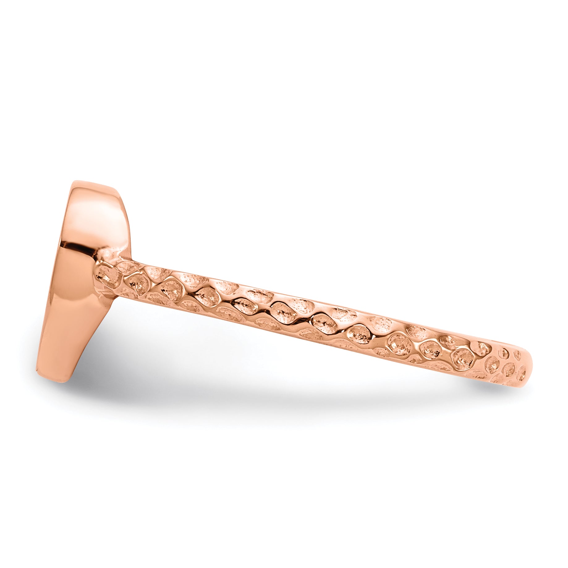 14k Rose Gold Polished Textured Heart Ring