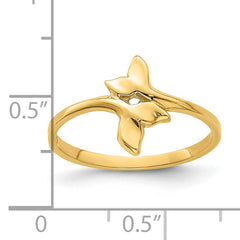 14K Gold Polished Double Whale Tail Ring