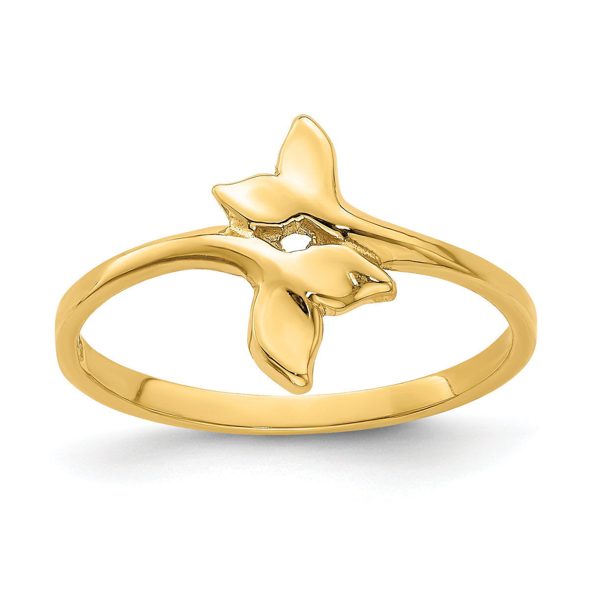 14K Gold Polished Double Whale Tail Ring