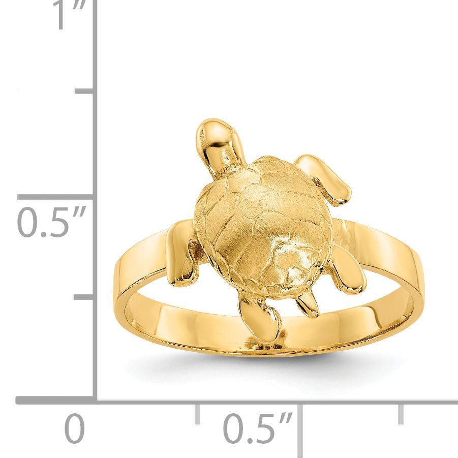 14K Gold Polished / Textured Sea Turtle Ring