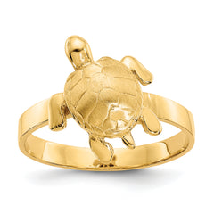 14K Gold Polished / Textured Sea Turtle Ring