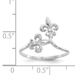 14k White Gold Polished Fleur De Lis Ring