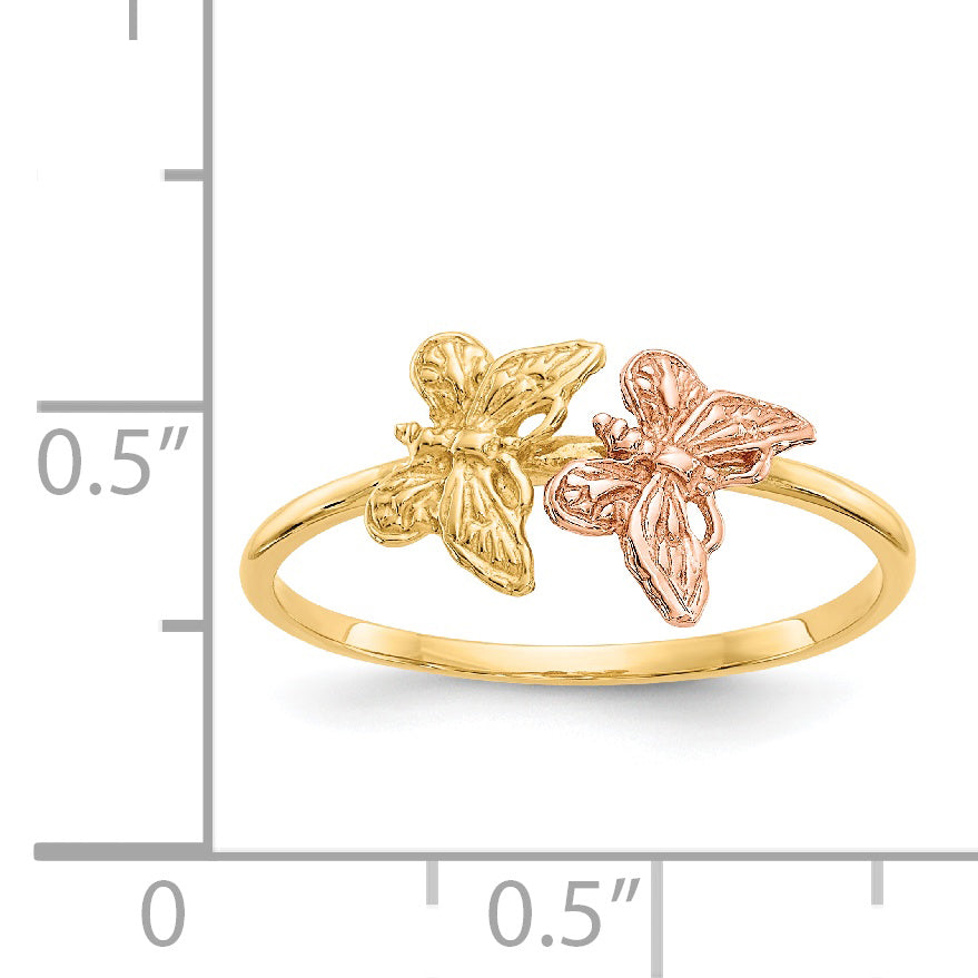 14k Two-Tone Polished Butterfly Ring