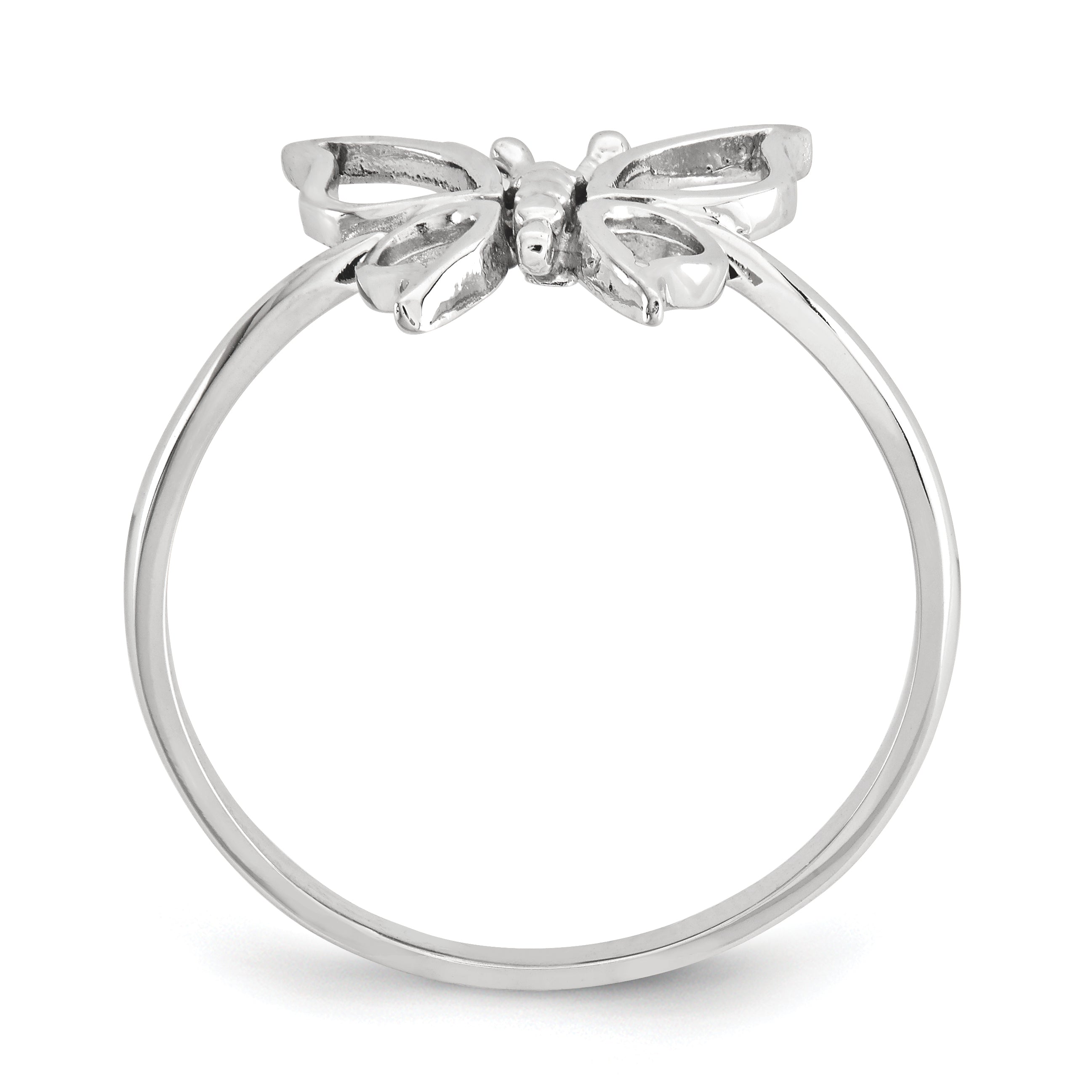 14k White Gold Polished Butterfly Ring