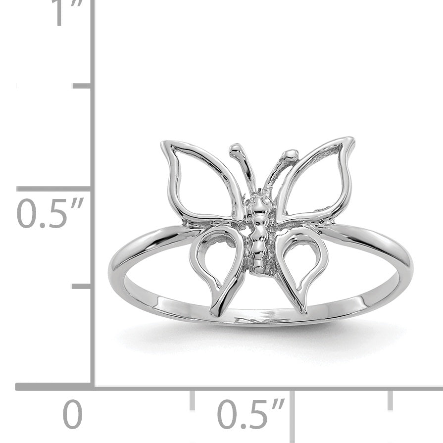 14k White Gold Polished Butterfly Ring