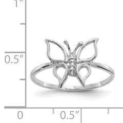 14k White Gold Polished Butterfly Ring