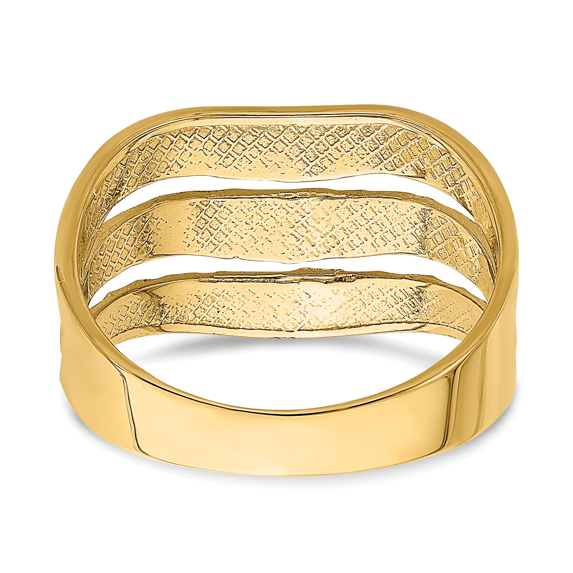 14K with Rhodium Polished Triple Wave Cut-out Ring