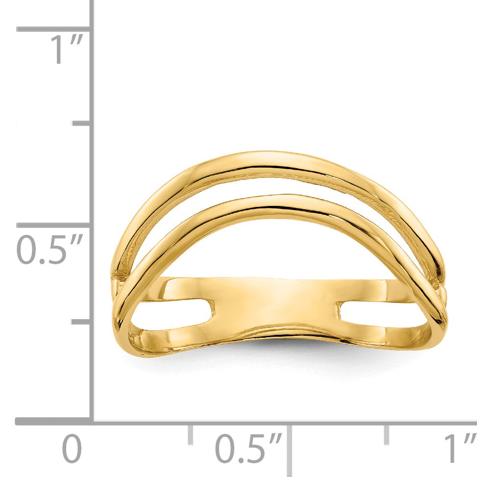 14K Gold Polished Double Wave Fashion Thumb Ring