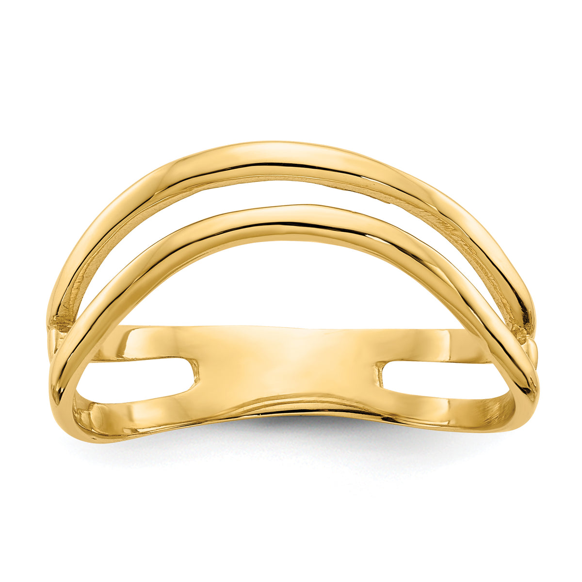 14K Gold Polished Double Wave Fashion Thumb Ring