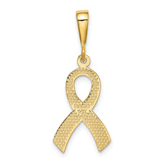 14K Gold Awareness Pendant with Polished Finish and Textured Design