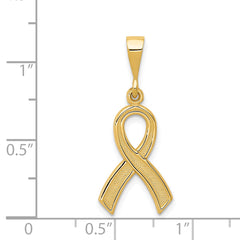 14K Gold Awareness Pendant with Polished Finish and Textured Design