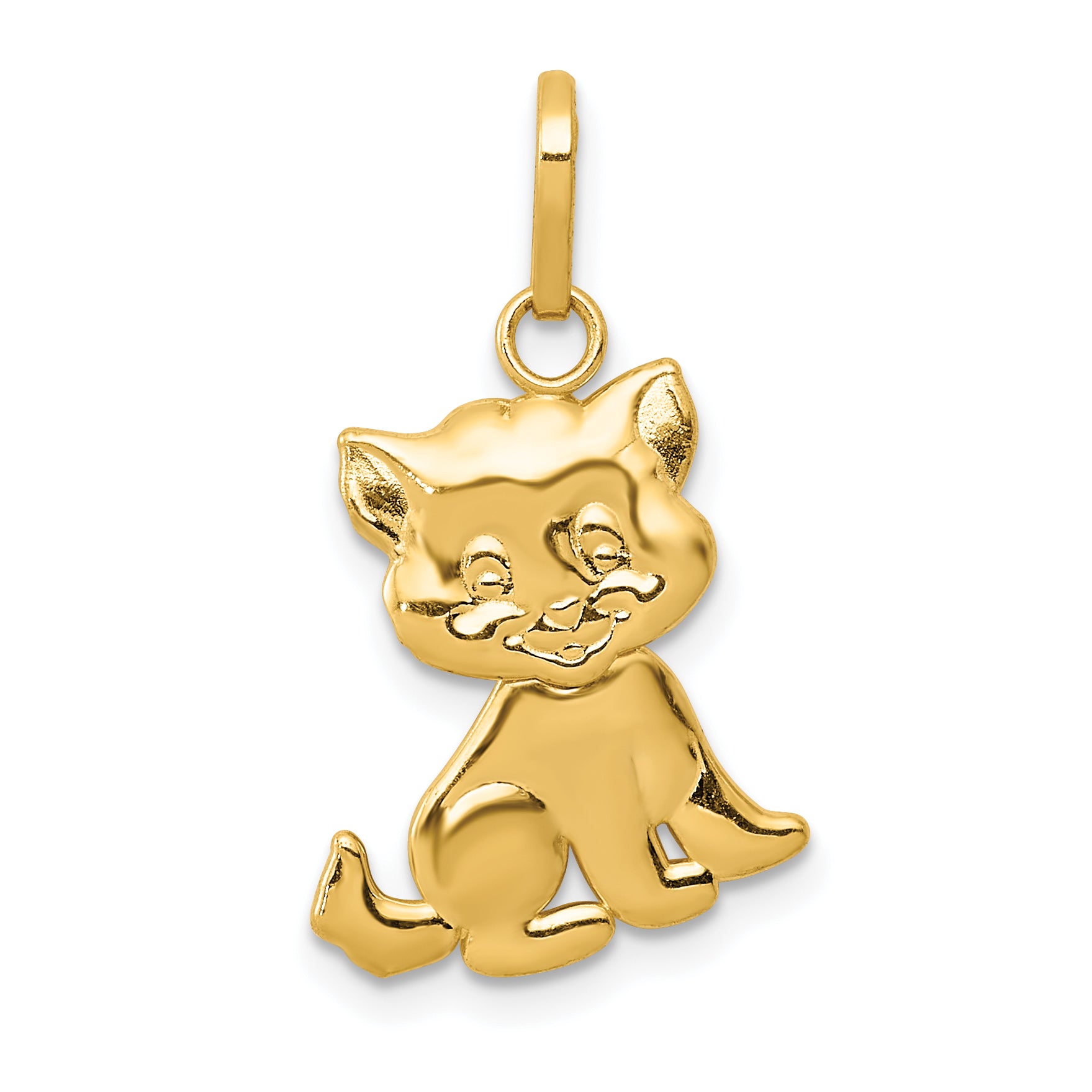 14k Polished Moveable Cat Pendant