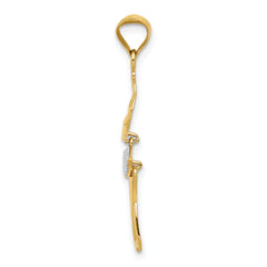 14K Gold Rhodium Polished Dancer Pendant with Moveable Design