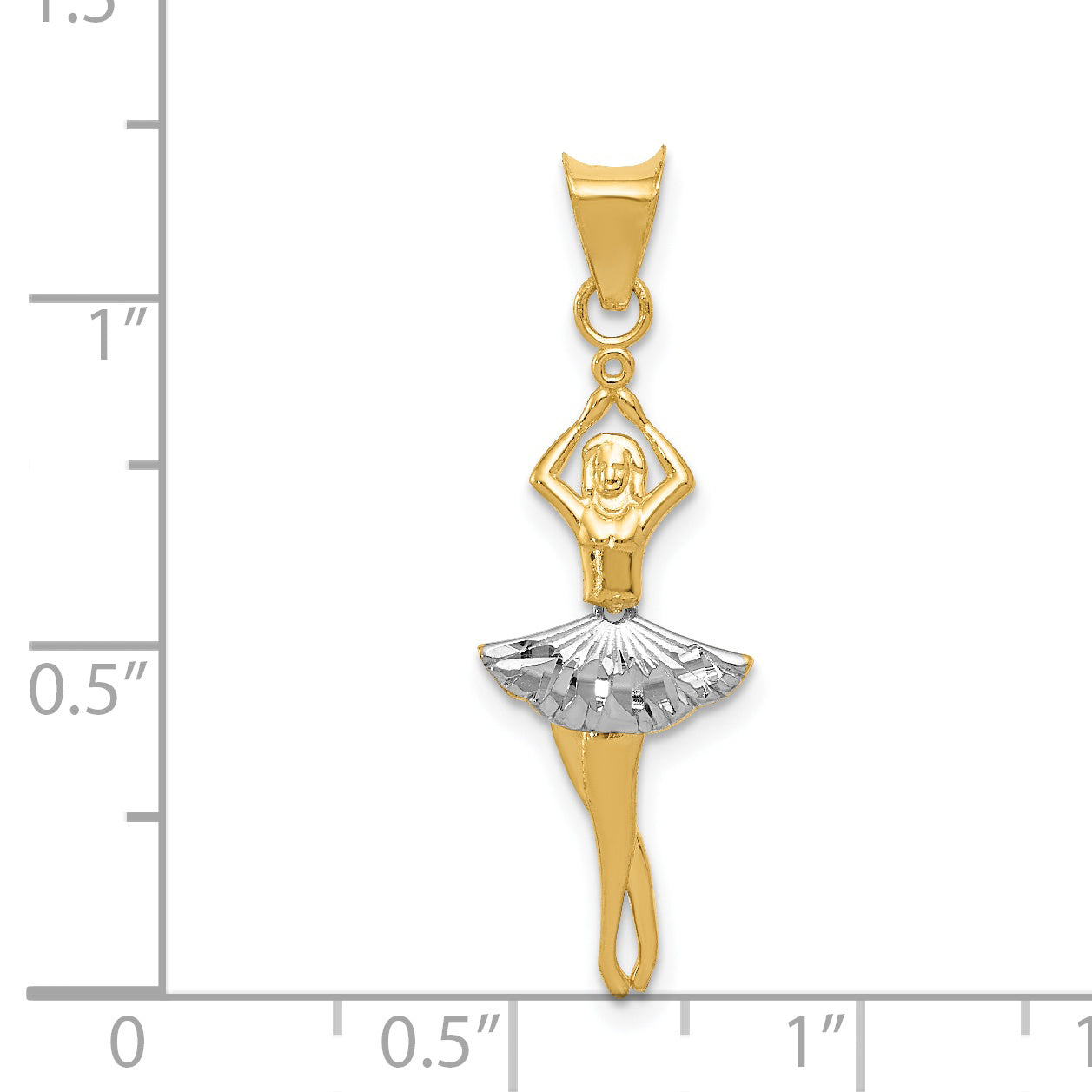 14K Gold Rhodium Polished Dancer Pendant with Moveable Design