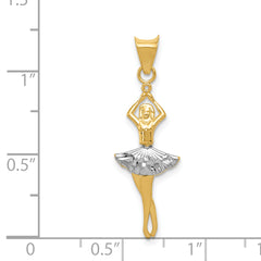 14K Gold Rhodium Polished Dancer Pendant with Moveable Design