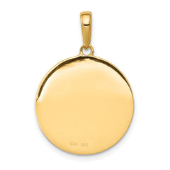 14K Gold Saint Anthony Round Medal Pendant with Polished Satin Finish