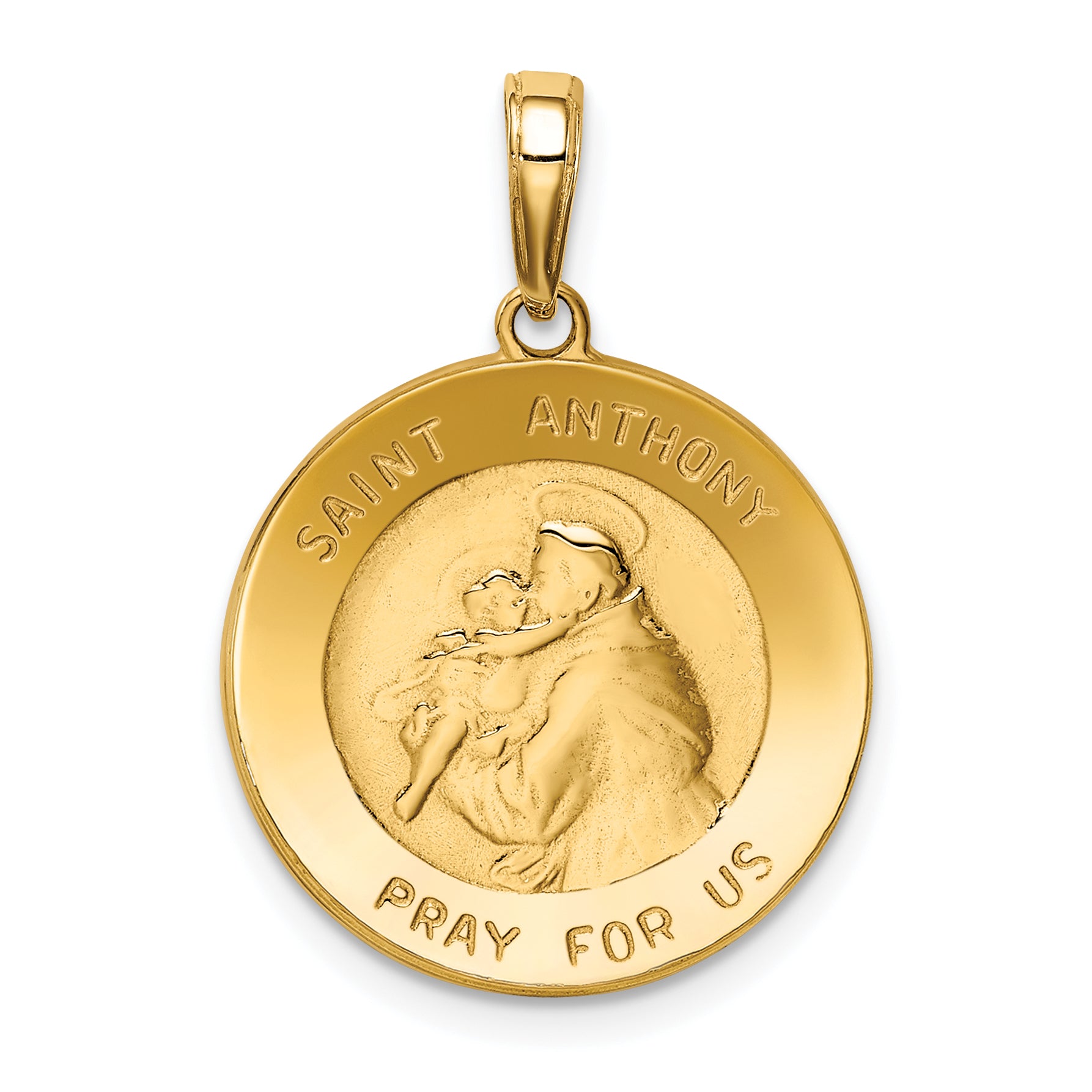 14k Saint Anthony Small Round Medal Pendant