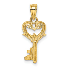 14K Polished Swans Heart Key Charm