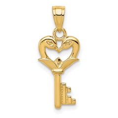 14K Polished Swans Heart Key Charm