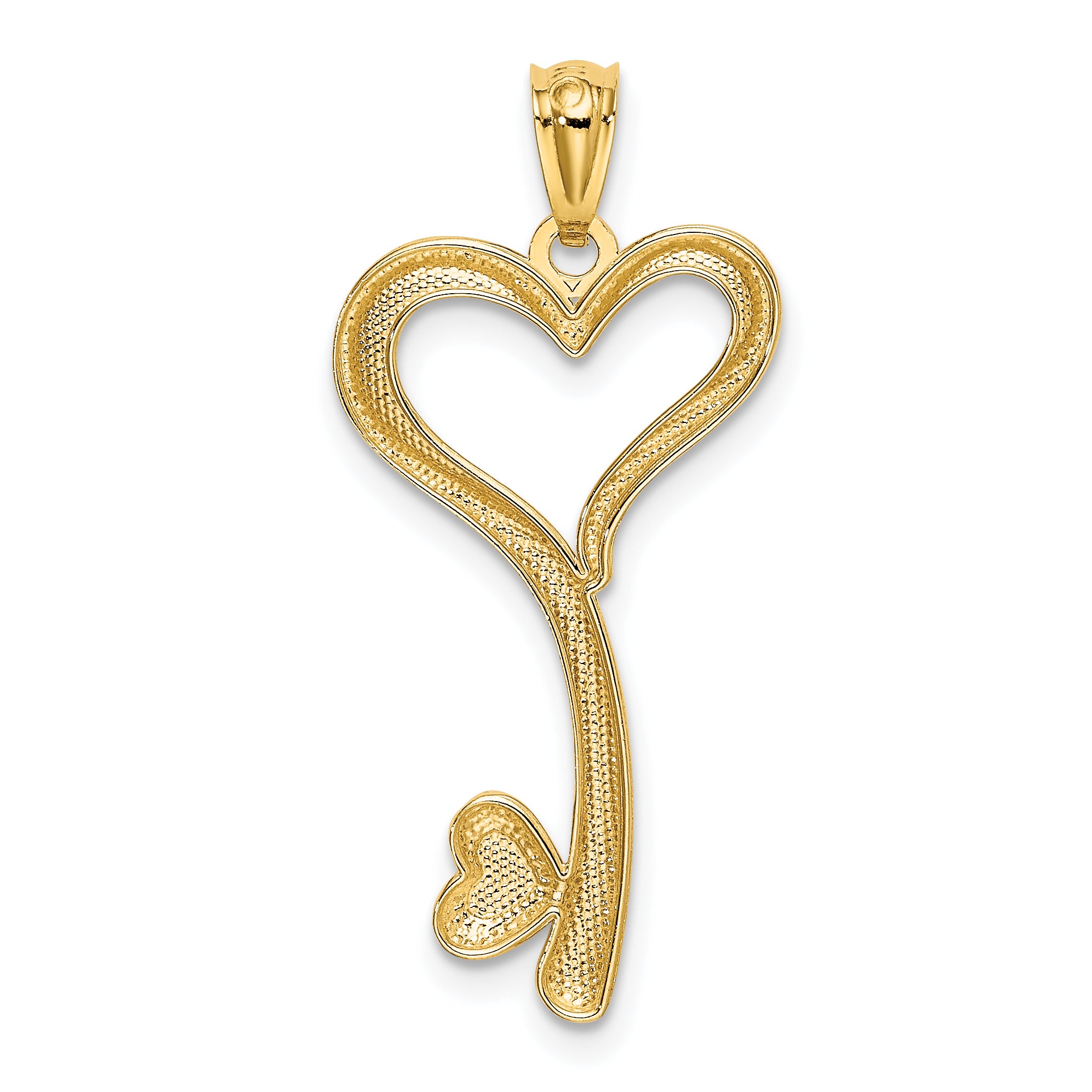 14K and White Rhodium Polished D/C Heart Key Charm