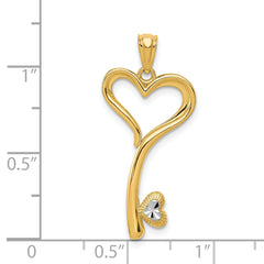 14K and White Rhodium Polished D/C Heart Key Charm