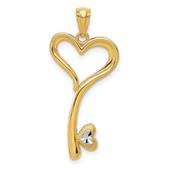 14K and White Rhodium Polished D/C Heart Key Charm