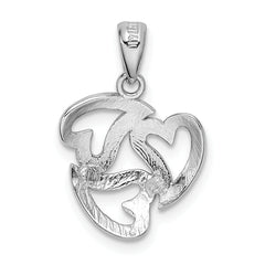 14k White Gold Polished Cut-out 3-Heart Pendant