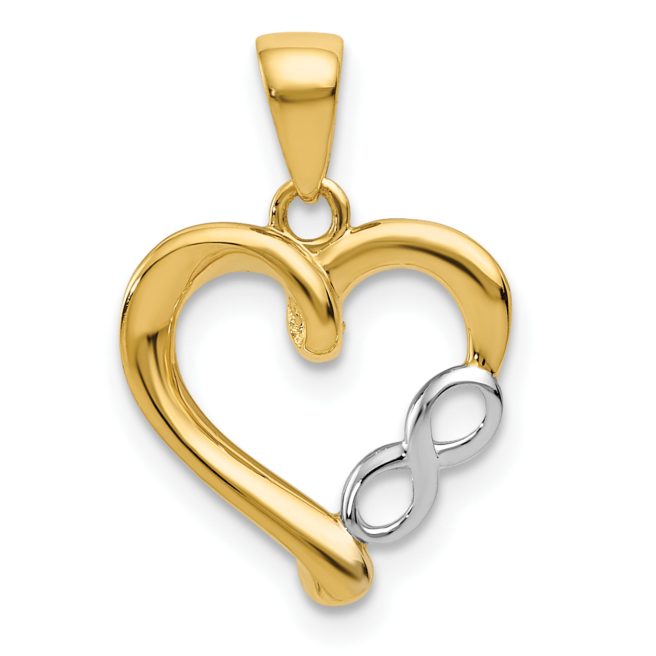 14K w/White Rhodium Infinity Heart Pendant