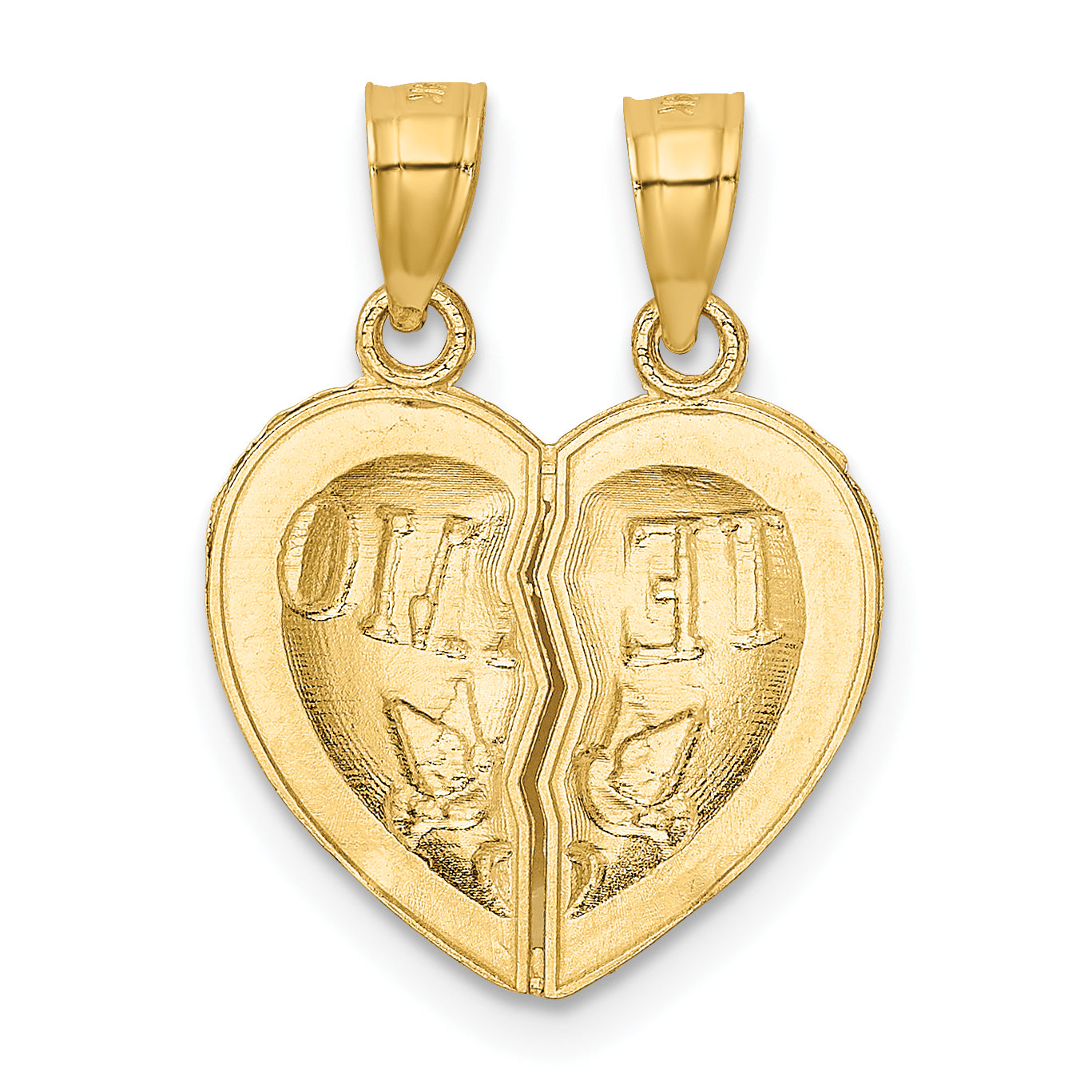 14k Break Apart Diamond-cut TE AMO Heart Pendant