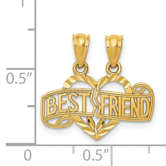 14k Diamond-cut Break Apart BEST FRIEND Heart Pendant