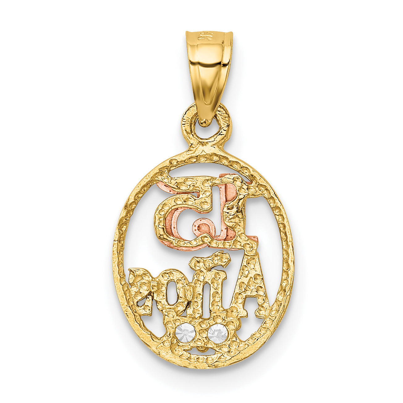 14K Two-Tone Gold 15 Anos Pendant with CZ Accents & Rhodium Detailing